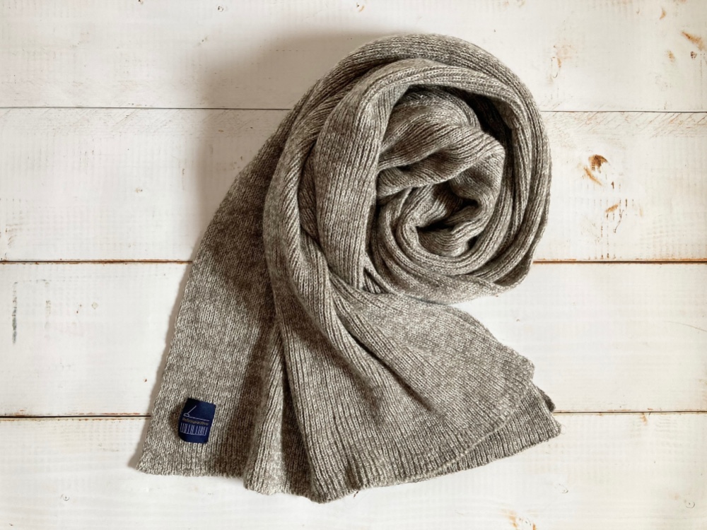 <Retrospective＞＊受注生産＊手横編機によるウォッシャブルウール　リブロングストール(送料無料)