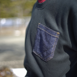 Denim pocket sweat shirts with zipper!!! (脱ぎ着しやすいスウェット） 3枚目の画像