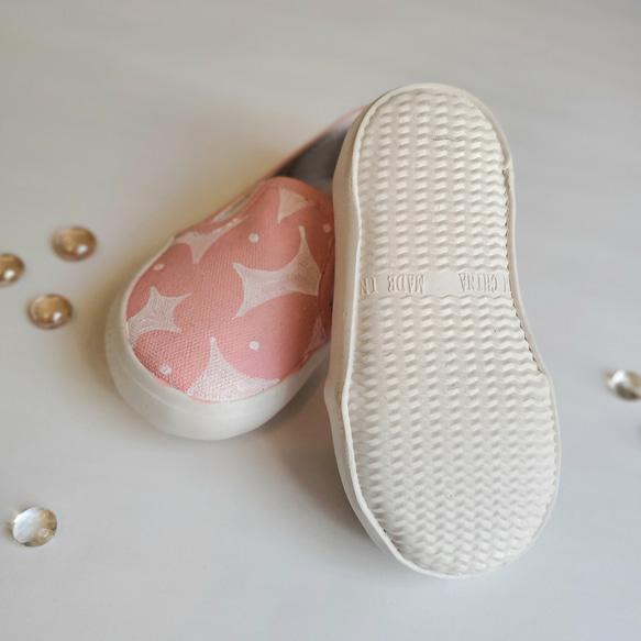 「baby pink shower」シャーベットカラーの受注制作スリッポン 14〜18cm （19〜27cmは追加料金） 3枚目の画像