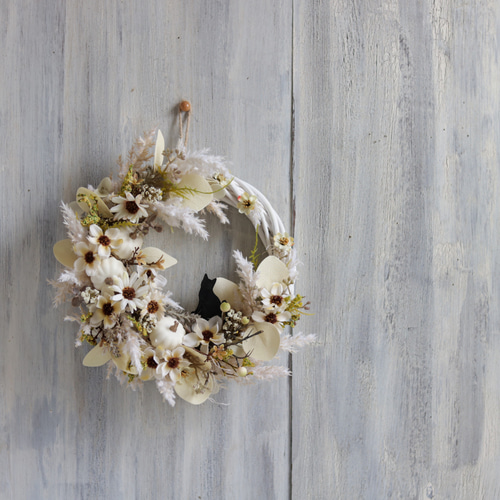 ハロウィンガーデン～ホワイトパンプキンの三日月リース リース