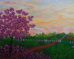 丘の上の一本の桜」アクリル画 原画 キャンバス SSMサイズ 風景