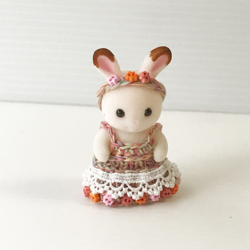 ショコラウサギ赤ちゃん☆お花のパーティドレス☆シルバニア