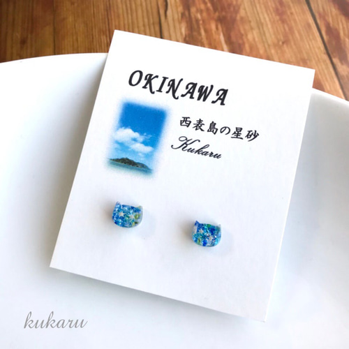 琉球ガラスと星砂の猫 ピアス(イヤリング) ピアス（スタッド・一粒