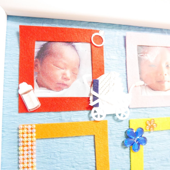 ベビーフォトフレーム 額付き 子供 写真 出産祝い 男の子用 プレゼント みいふく 7枚目の画像