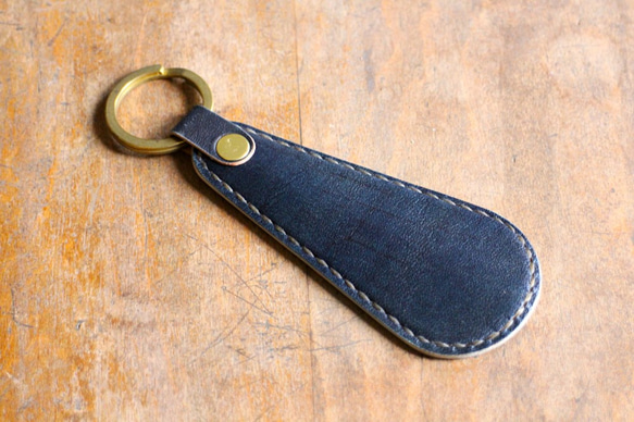 "INDIGO" Shoehorn Keyring レザーシューホーンキーリング 6枚目の画像