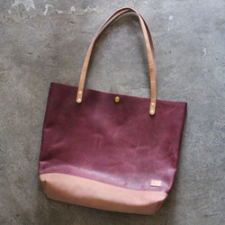 Leather Eco Bag 床革のエコバッグ  PURPLE 1枚目の画像