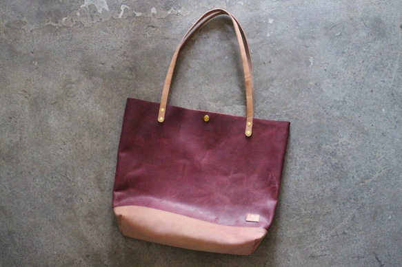 Leather Eco Bag 床革のエコバッグ  PURPLE 1枚目の画像