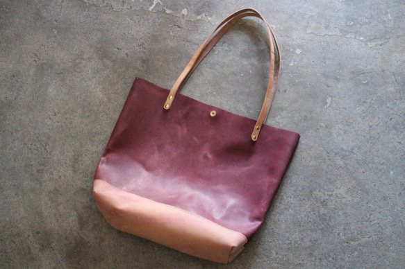 Leather Eco Bag 床革のエコバッグ  PURPLE 2枚目の画像