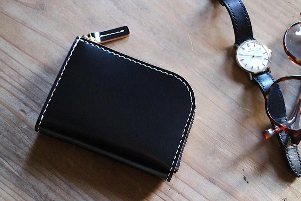 Small Wallet 〜Cordovan〜 BLACK L字ファスナーマルチミニウォレット