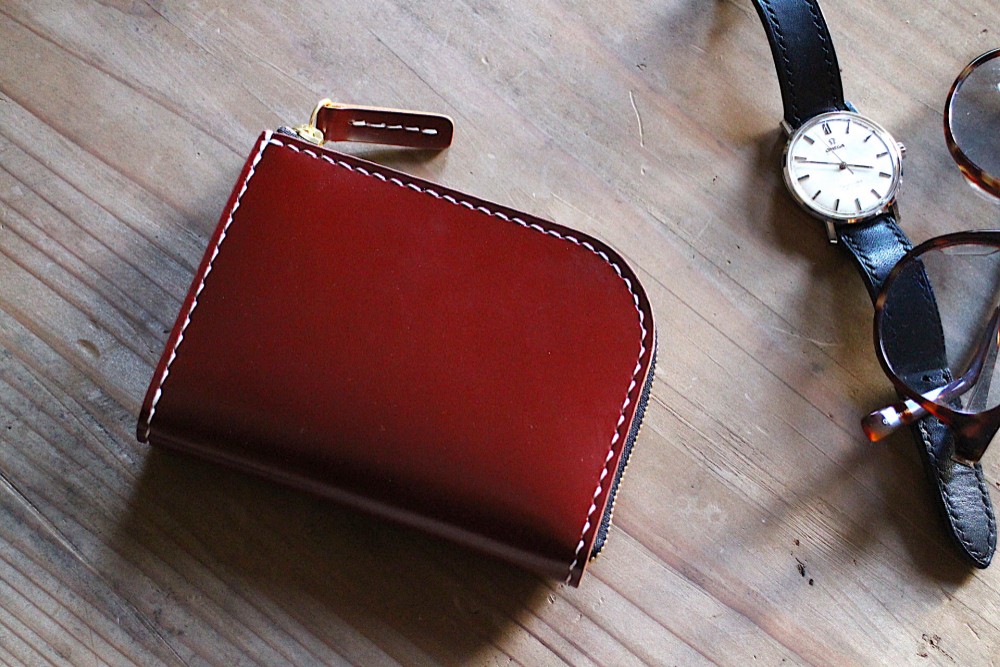 Small Wallet 〜Cordovan〜 BURGUNDY L字ファスナーマルチミニウォレット