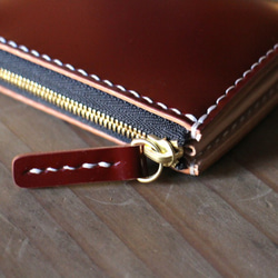 Small Wallet 〜Cordovan〜 BURGUNDY L字ファスナーマルチミニウォレット 5枚目の画像