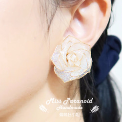 Miss Paranoid 偏執狂小姐 星辰玫瑰 水晶花樹脂耳環 (大版)  925銀/鋼針 第4張的照片