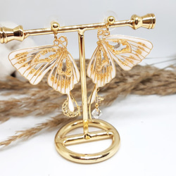 Miss Paranoid 偏執狂小姐 透白金箔蝴蝶樹脂耳環 925銀/鋼針 第6張的照片