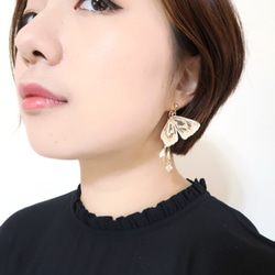 Miss Paranoid 偏執狂小姐 透白金箔蝴蝶樹脂耳環 925銀/鋼針 第8張的照片