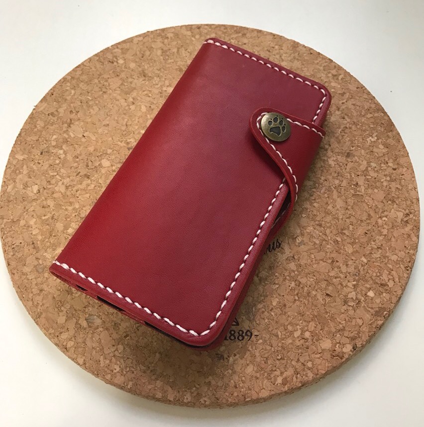 レザー 本革 iPhoneケース 6/6s/7対応  4.7インチ 手帳型ケース 肉球