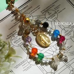 【生命の樹タリスマン・-The World- 虹の雷環】ストラップ・水晶・ラブラドライト・レインボーオブシディアン…等 1枚目の画像