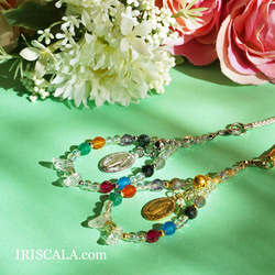 【生命の樹タリスマン・-The World- 虹の雷環】ストラップ・水晶・ラブラドライト・レインボーオブシディアン…等 5枚目の画像