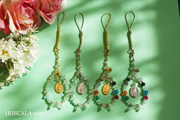 【生命の樹タリスマン・-The World- 虹の雷環】ストラップ・水晶・ラブラドライト・レインボーオブシディアン…等 6枚目の画像