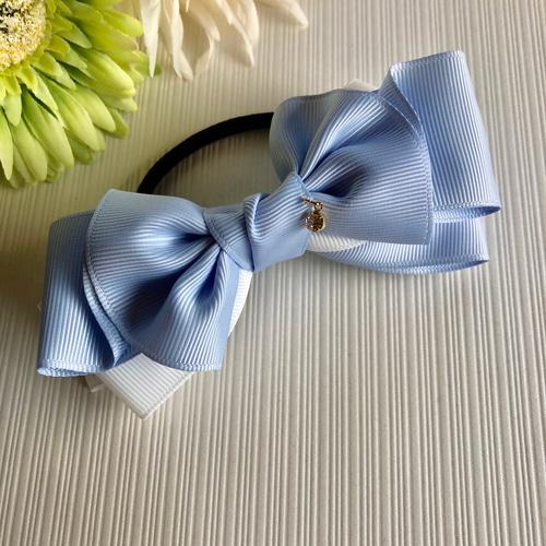 親子リボンお揃いリボン❤︎シンデレラブルーオフホワイトオペラ