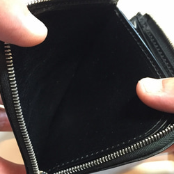 SALE !!意大利皮革，薄型L型緊固件短錢包。黑 第4張的照片