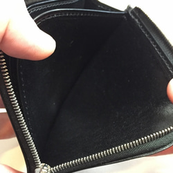 SALE !!意大利皮革，薄型L型緊固件短錢包。黑 第6張的照片