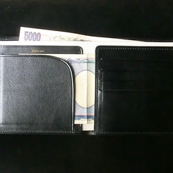 お札とカードの２つ折り財布　スマートスタイル、ビジネスにも。ブラック 2枚目の画像