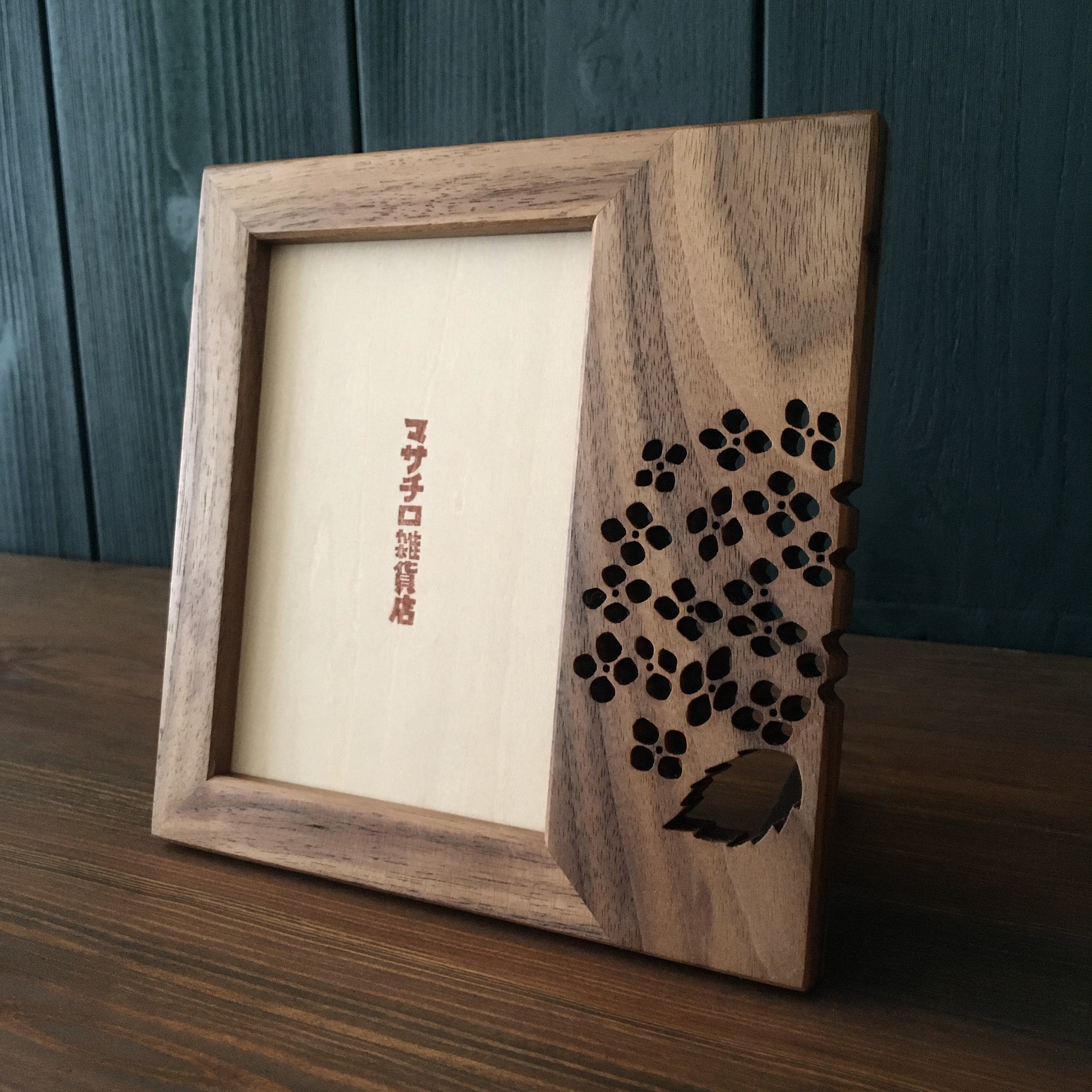 L判　写真立て　紫陽花　ウォールナット　※受注制作品