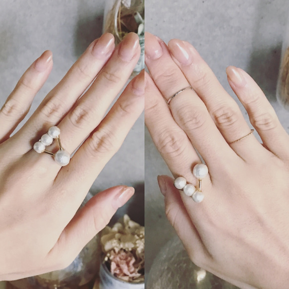 Triangle Pearl Ring 4枚目の画像