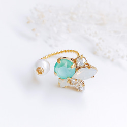 SWAROVSKI®︎・crystal folk ring（Crystal Mint Green） 1枚目の画像