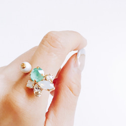 SWAROVSKI®︎・crystal folk ring（Crystal Mint Green） 3枚目の画像