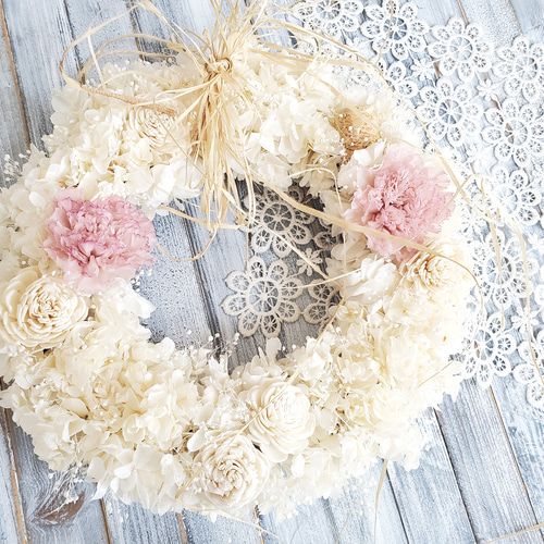 White wreath リース yuki 通販 12058327｜Creema(クリーマ)