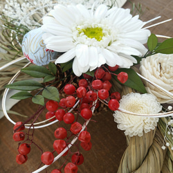 お正月飾り＊ダリアとペッパーベリーのしめ縄wreath 3枚目の画像