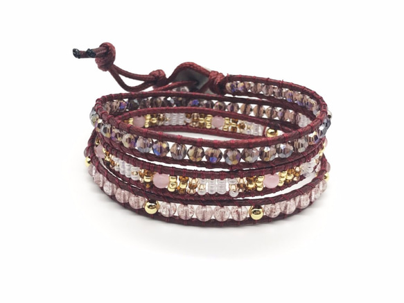 3 Wraps bracelet with opal beads (三圈貓眼石/草莓石手環) 第1張的照片