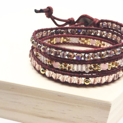 3 Wraps bracelet with opal beads (三圈貓眼石/草莓石手環) 第2張的照片