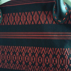 博多織名古屋帯・がま口バッグ・赤と黒 4枚目の画像
