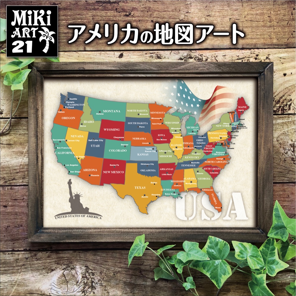 アメリカ地図アート✦大判ポスターやパネルも可✦アースカラー 