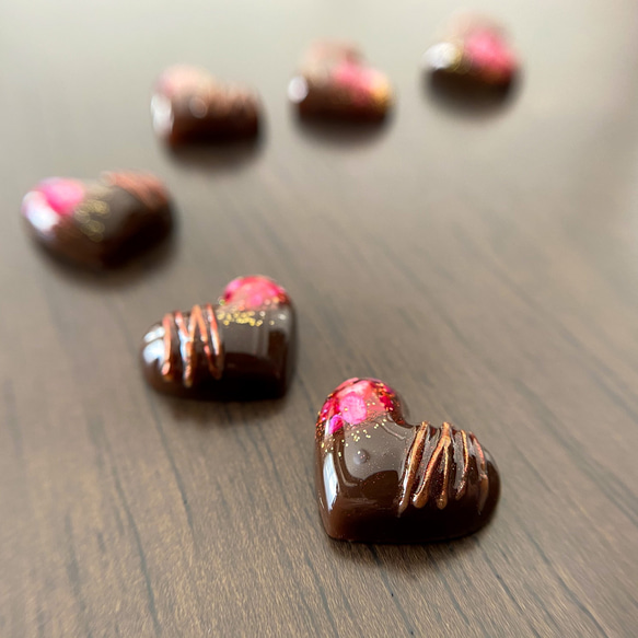 《特集掲載》ハートチョコレートピアス (ダークチョコレート)  ショコラ  バレンタイン フェイクスイーツ ブラウン 14枚目の画像