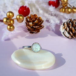 《白雪》1粒リング snow white  色が変わる 雪 冬 白 ホワイト クリスマス 指輪 3枚目の画像