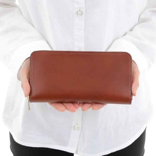 ラウンドファスナー長財布（ブッテーロ・ブラウン）