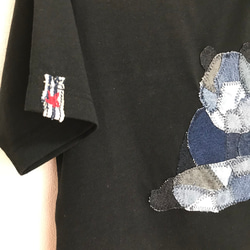 【送料無料】デニム リメイク ハンドメイド リサイクルコットン Tシャツ ブラック M/ L/ L L 3枚目の画像
