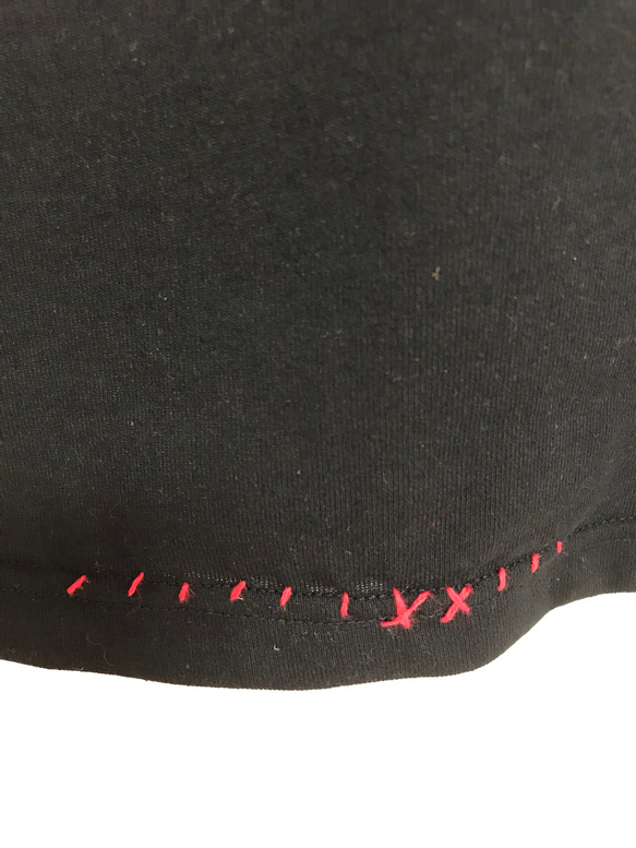 【送料無料】デニム リメイク ハンドメイド リサイクルコットン Tシャツ ブラック M/ L/ L L 4枚目の画像