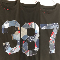 【送料無料】デニム リメイク ハンドメイド リサイクルコットン 半袖Tシャツ 5枚目の画像