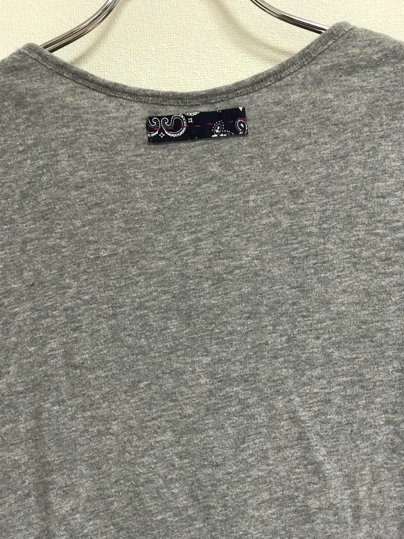 【送料無料】デニム リメイク ハンドメイド ママTシャツ サンプル×ウサギモチーフ 5枚目の画像