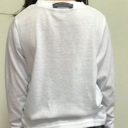 【送料無料】デニム リメイク ハンドメイド キッズ 110cmTシャツ サンプル×ペンギンモチーフ 2枚目の画像