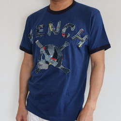 【送料無料】デニム リメイク ハンドメイド T/C半袖Tシャツ180503 1枚目の画像