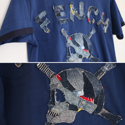 【送料無料】デニム リメイク ハンドメイド T/C半袖Tシャツ180503 4枚目の画像
