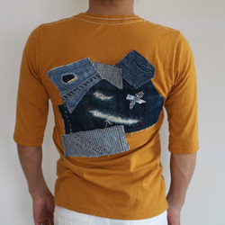 【送料無料】デニム リメイク ハンドメイド 古着Tシャツ180503 3枚目の画像
