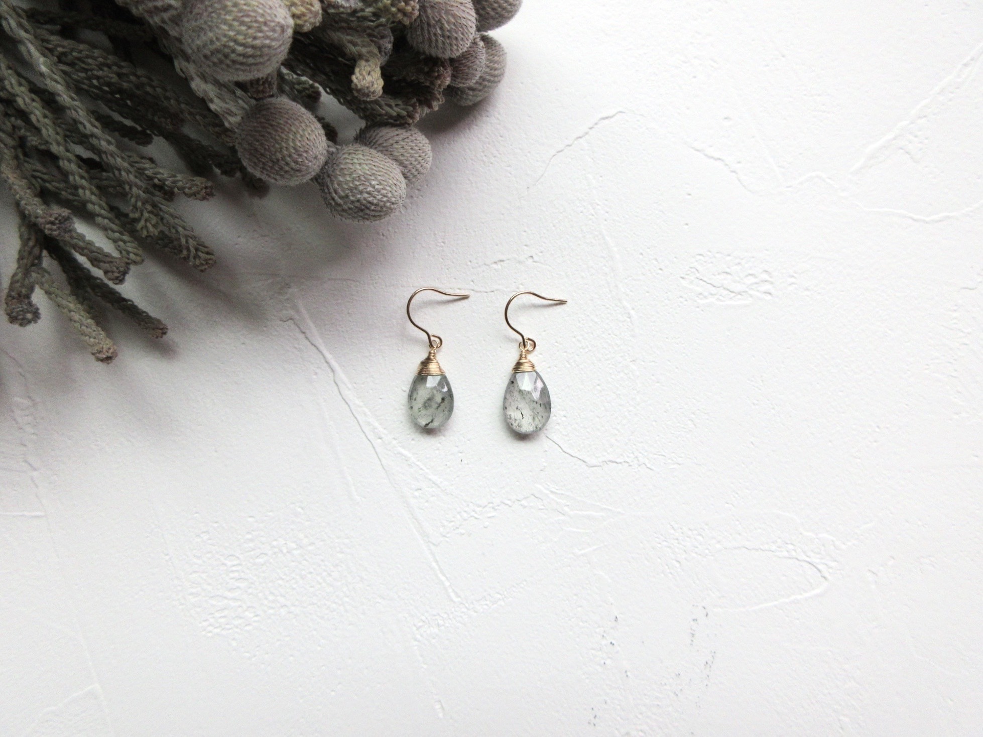 14kgf 『グリーンルチルクォーツ』exotic ピアス/イヤリング