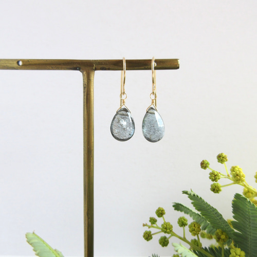 3月の誕生石】1.1cm粒「モスアクアマリン」14kgfピアス/イヤリング2