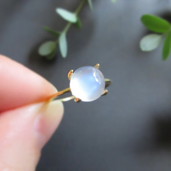 【六月誕生石】8mm美紋“藍月光石”凸圓形戒指 第6張的照片